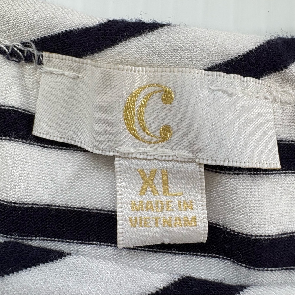 Women’s Multimedia Black and White Striped Blouse with Floral Sides&Back SzXL - Picture 7 of 11